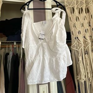 Eyelet Peplum top NWT